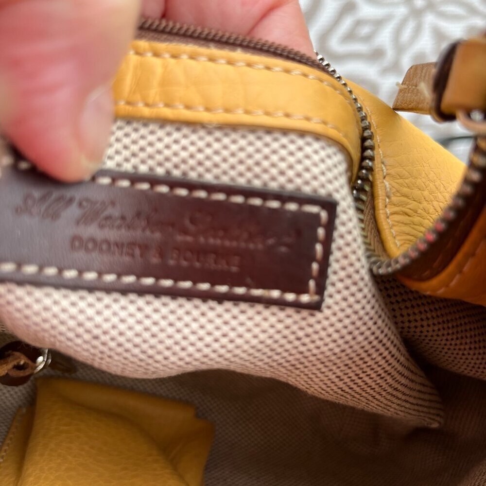 Dooney & Bourke Hobo Shoulder Handbag Pebbled All-Weather Leather Yellow Mustard - Picture 6 of 16